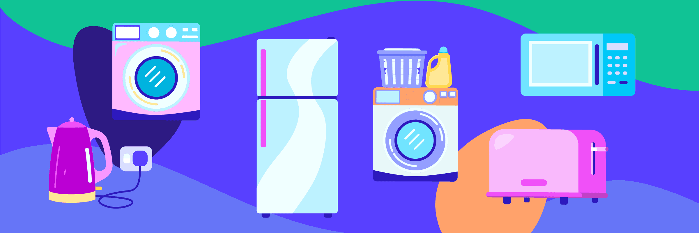 Illustration of colourful home appliances