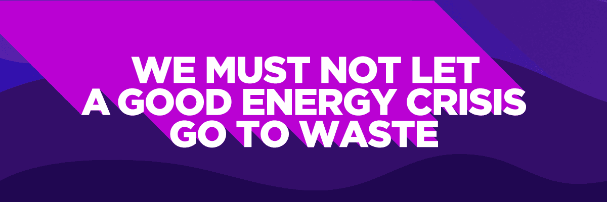 we must not let a good energy crisis go to waste banner